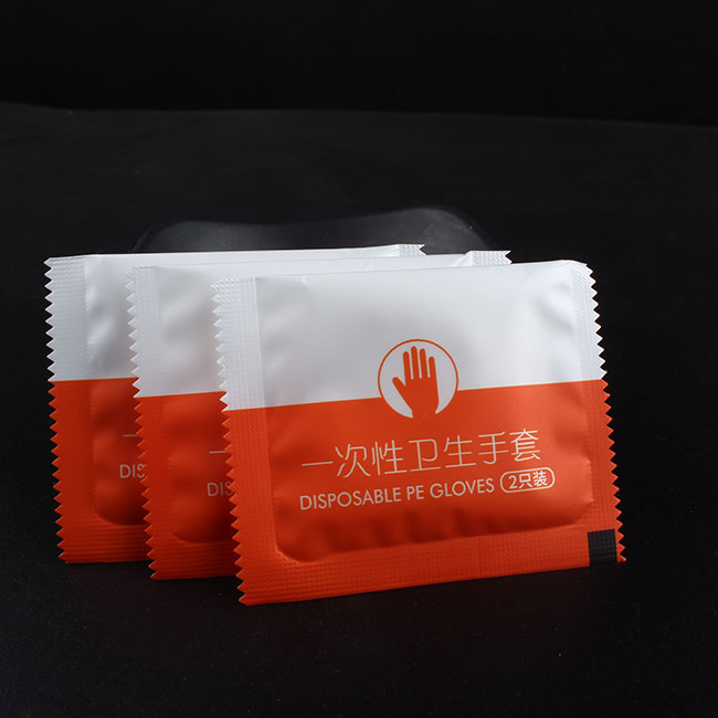 Pacote de luvas pe de grau alimentício dobradas individuais restaurantes/café/padaria/lanchonete personalizar luvas de impressão